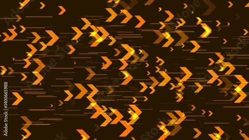 Light arrow left to right on black background, digital concept Seamless pattern with arrows. 4k- Abstract background with neon arrow - seamless loop.