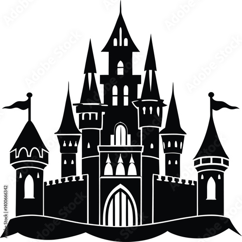 Castle Silhouette Vector | Medieval, Fantasy & Historic Landmark Scene