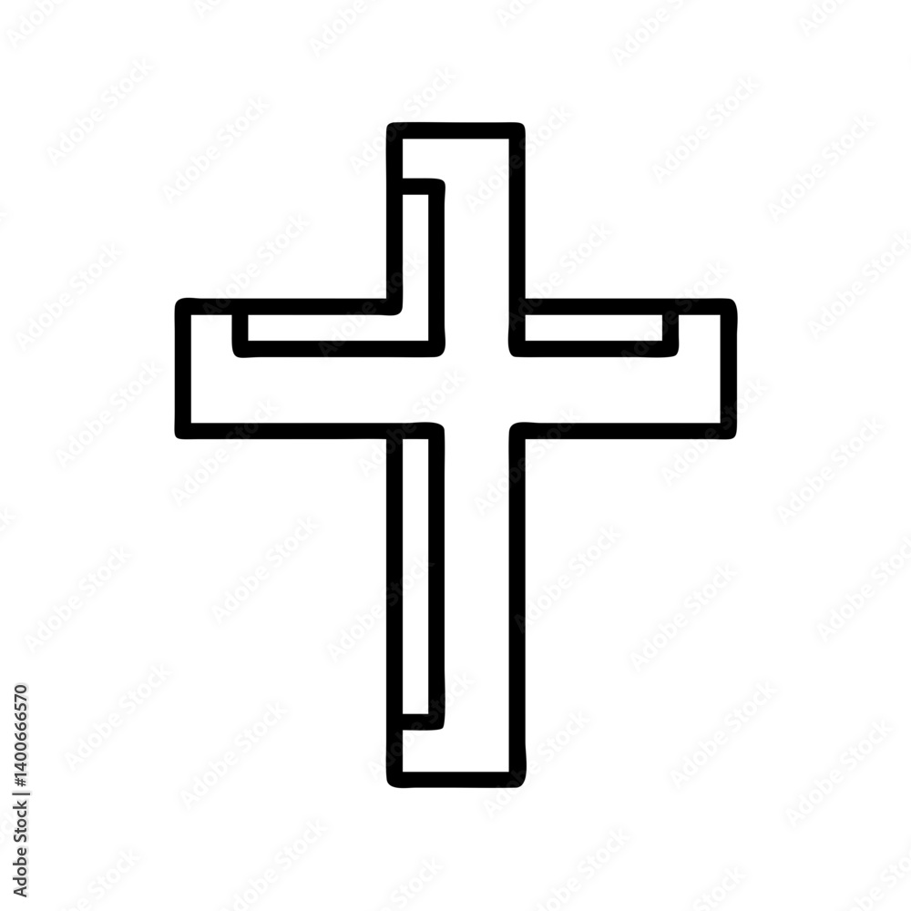 Obraz premium Christian cross outline vector illustration for religious symbol and design element icon art