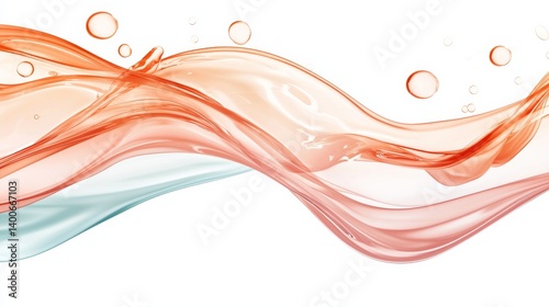 Abstract Flowing Wave Design in Soft Coral and Aqua Hues Symbolizing Fluidity and Dynamic Movement
