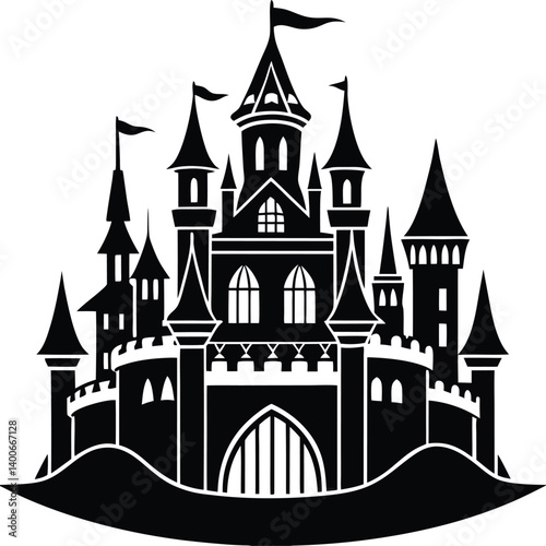Castle Silhouette Vector | Medieval, Fantasy & Historic Landmark Scene