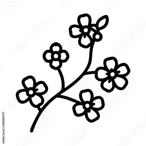 Vector drawing of forget me not flowers floral design element spring flower illustration botanical art