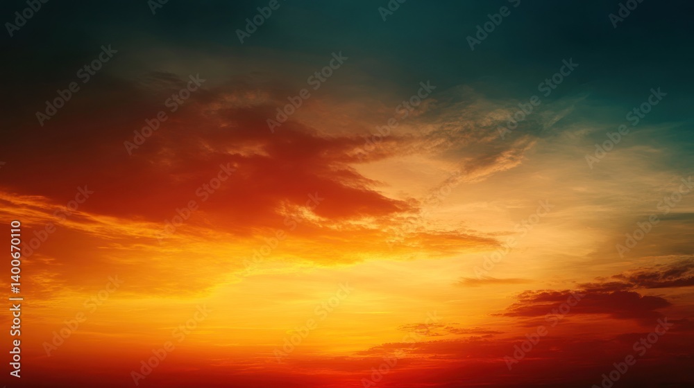 Vibrant sunset over serene landscape with colorful clouds Vibrant sunset over serene landscape with colorful clouds