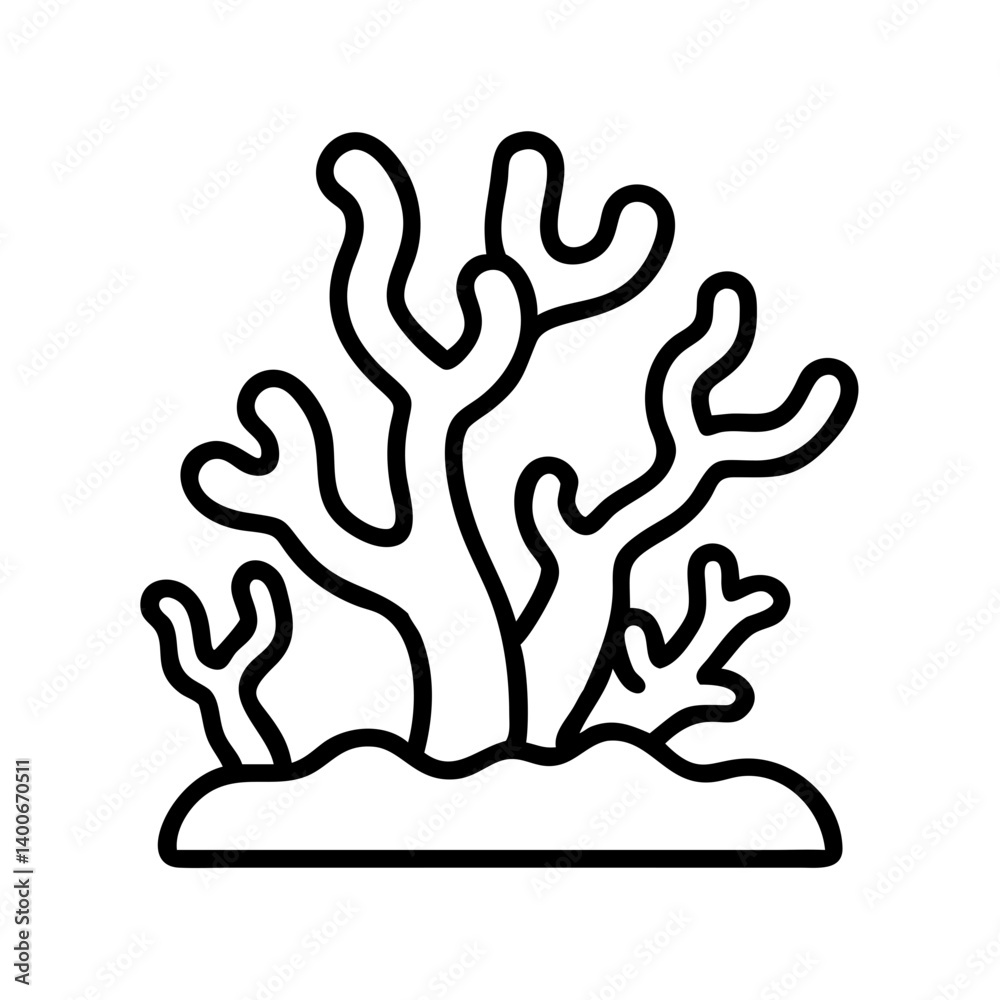 Coral reef vector illustration outline style for marine life and ocean ecosystem design elements Coral reef vector illustration outline style for marine life and ocean ecosystem design elements