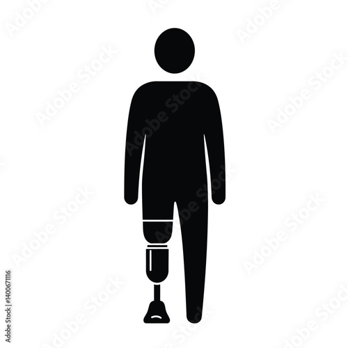 Icon Depicting A Person With A Prosthetic Leg Standing In Simple Style