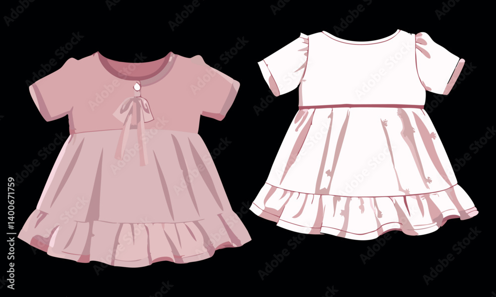 Baby girls dress design vector illustration Baby girls dress design vector illustration