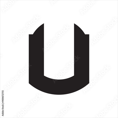 PrintLetter U icon in flat style. Alphabet symbol for your design.