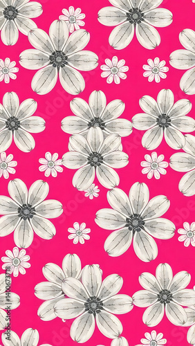 Pink floral seamless pattern vector illustration for summer textile design