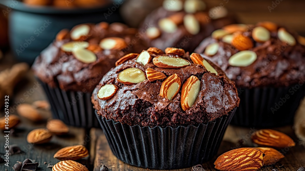 Chocolate brownies with fudgy filling and almond topping, perfect for sharing