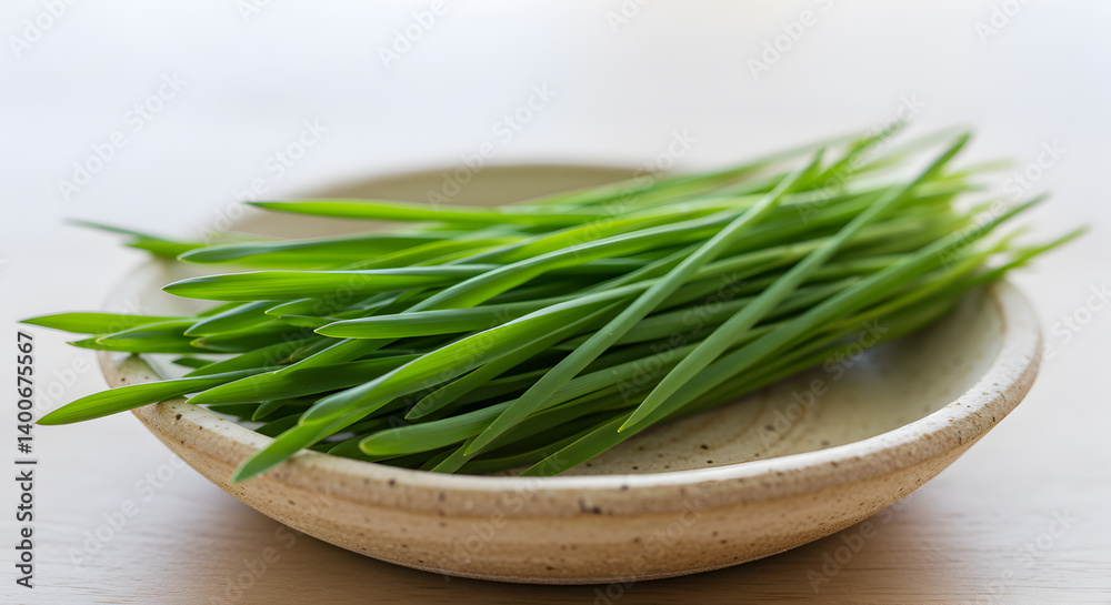 Fresh Organic Wheatgrass Displayed In Ceramic Dish For Healthy Living Fresh Organic Wheatgrass Displayed In Ceramic Dish For Healthy Living