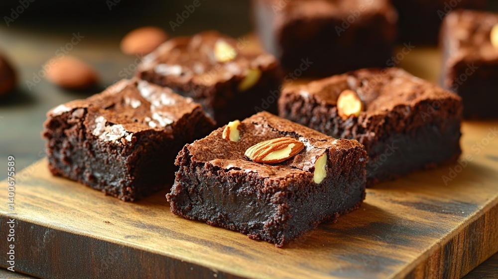 Chocolate brownies with fudgy filling and almond topping, perfect for sharing