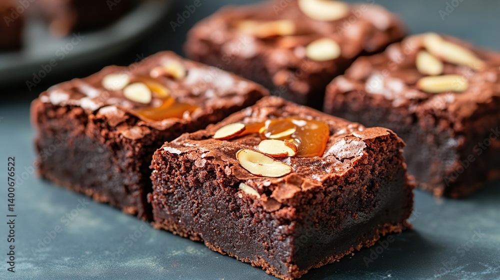 Chocolate brownies with fudgy filling and almond topping, perfect for sharing