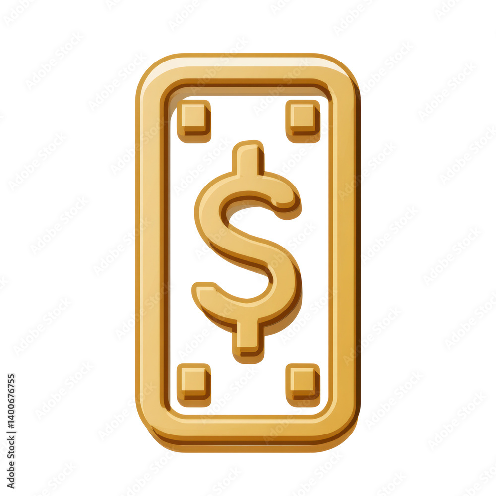 Golden dollar bill icon with dollar sign, symbolizing wealth and finance, perfect for financial themes Golden dollar bill icon with dollar sign, symbolizing wealth and finance, perfect for financial themes