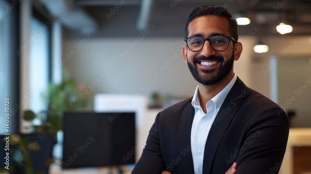 Portrait of a Confident Smiling Businessman in Modern Office Portrait of a Confident Smiling Businessman in Modern Office
