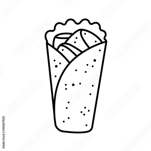 Hand-drawn Burrito Icon: A simple yet delightful hand-drawn illustration of a burrito, perfect for adding a touch of whimsy and appetite to your design project.