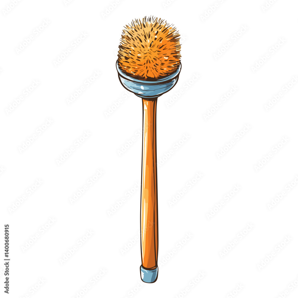 Toilet brush, cleaning supplies, vector, transparent background