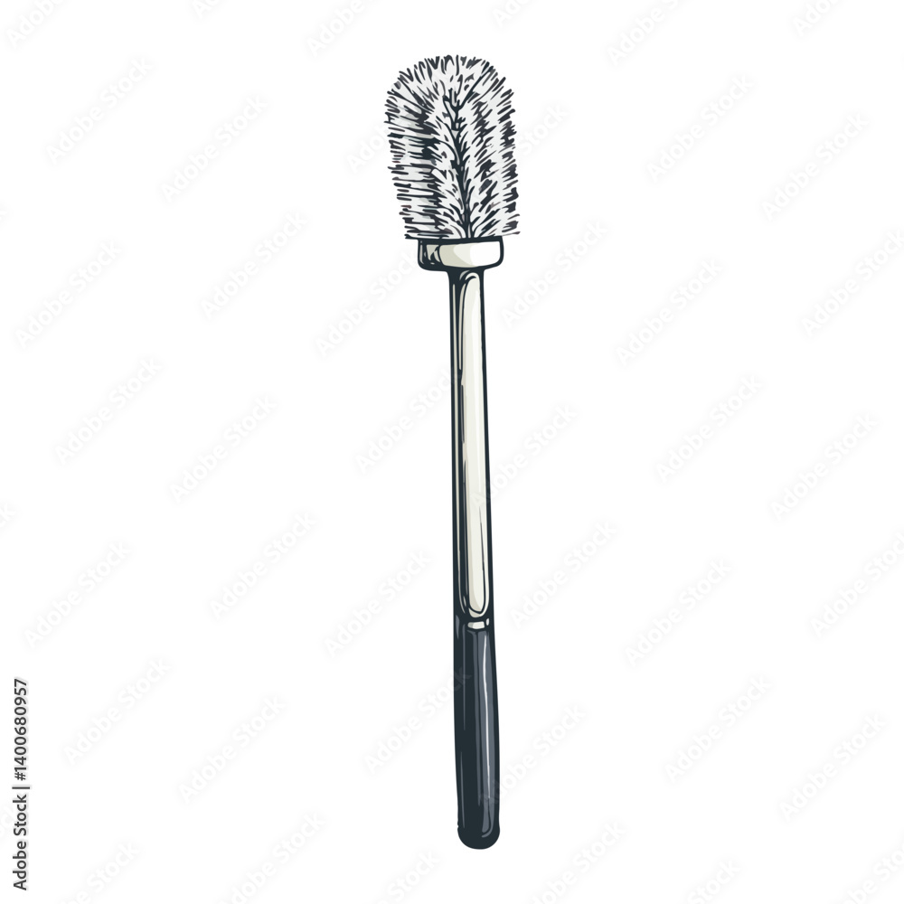 Toilet brush, cleaning supplies, vector, transparent background