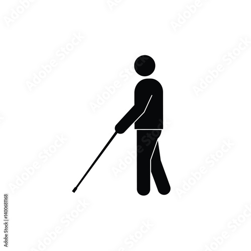 Blind Person Silhouette Using A Cane For Mobility And Navigation Assistance