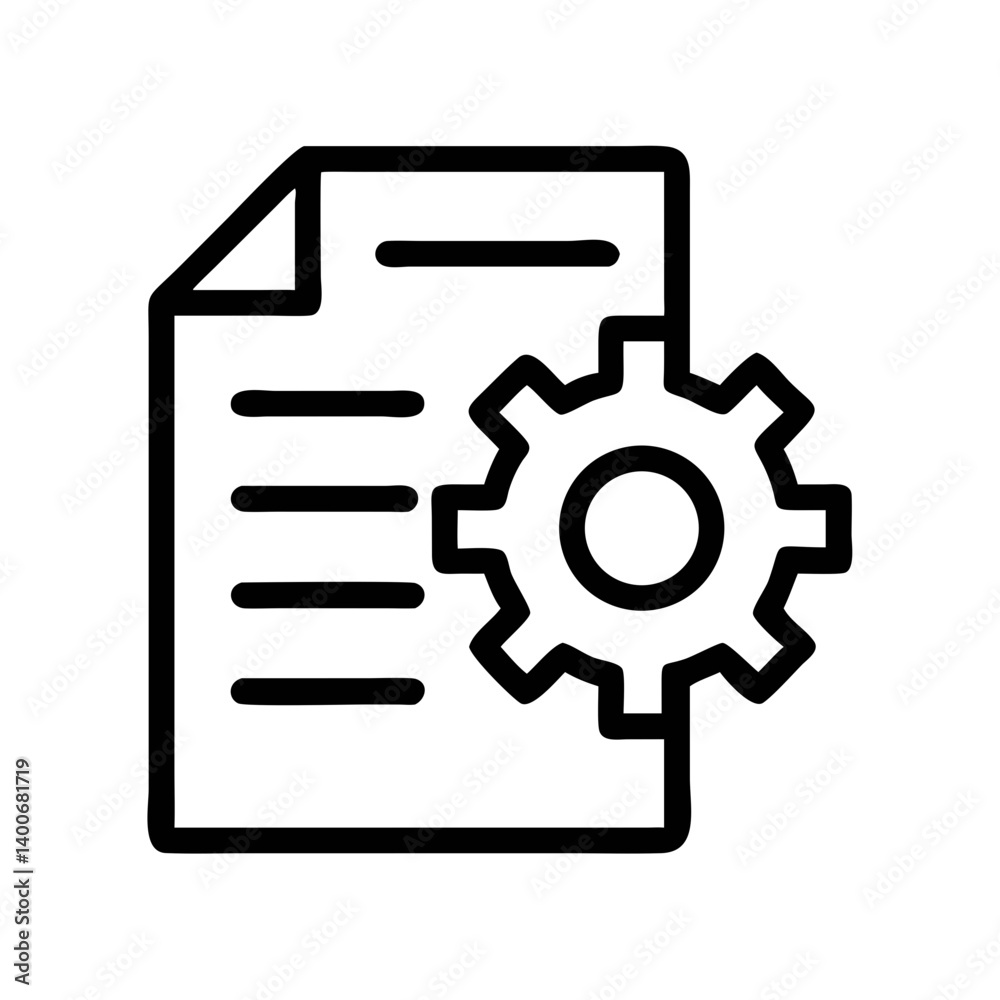 Automation Settings with Document Gear Icon Design Automation Settings with Document Gear Icon Design