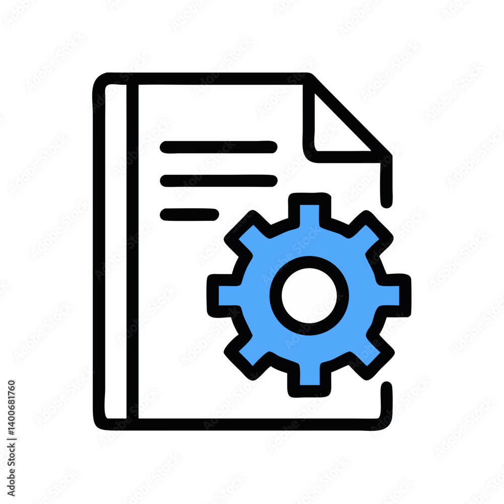 Automation Settings with Document Gear Icon Design Automation Settings with Document Gear Icon Design