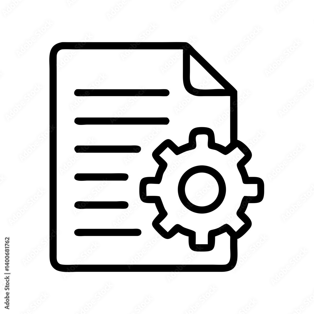 Automation Settings with Document Gear Icon Design Automation Settings with Document Gear Icon Design