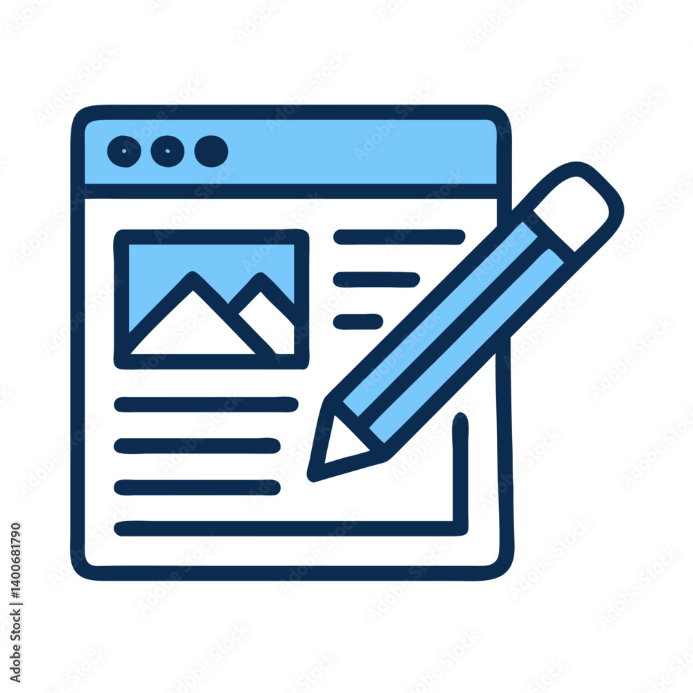Blog Post Editor with Image and Pencil Icon Design Blog Post Editor with Image and Pencil Icon Design