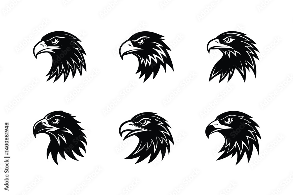 Obraz premium eagle head sharp beak vector art silhouette