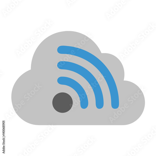 Cloud with RSS Feed Broadcast Symbol Icon Design