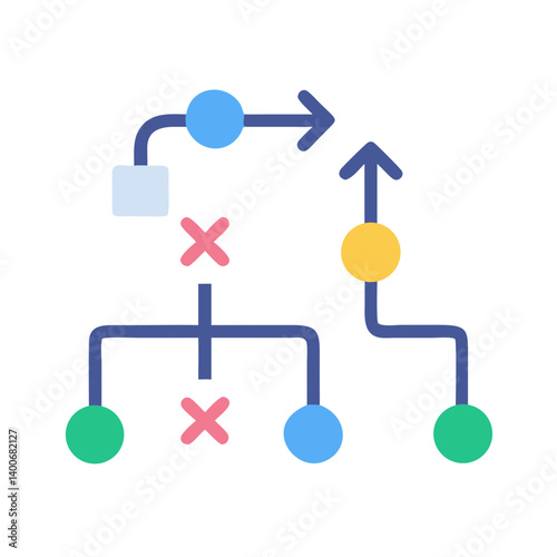Strategy Flowchart with Arrow and Nodes Icon Design