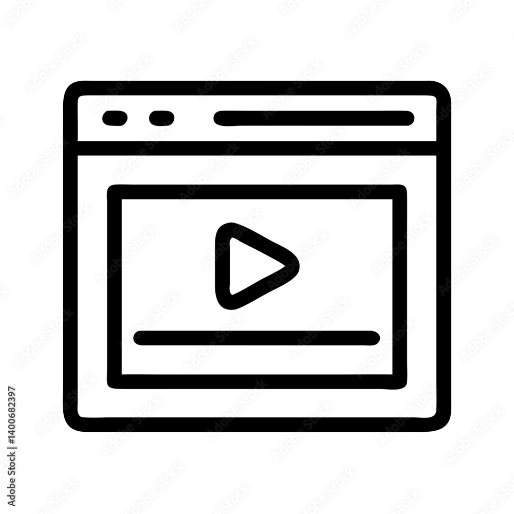 Video Player Interface with Play Button Icon Design Video Player Interface with Play Button Icon Design