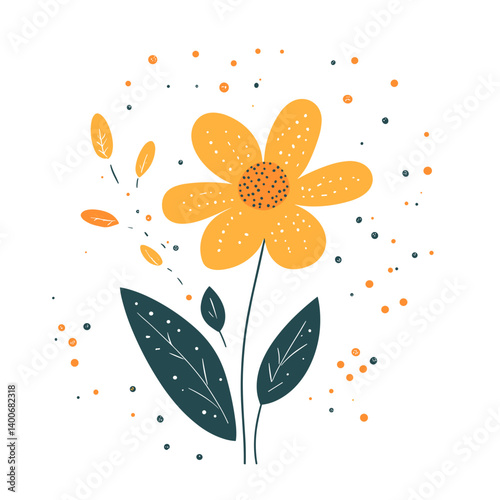  Yellow flower with pollen flying in spring air
