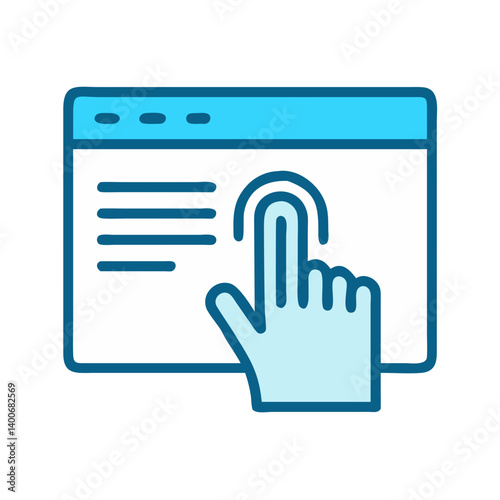 Web Page with Hand Tap Interaction Icon Design