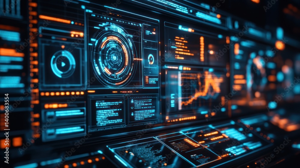 Futuristic digital interface displays Futuristic digital interface displays