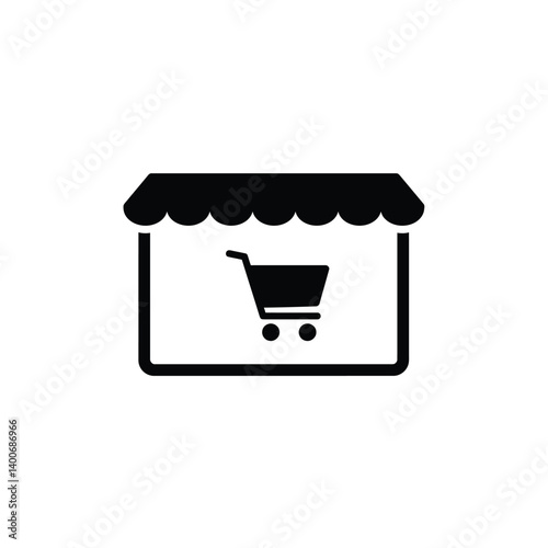 Online Storefront Icon With Shopping Cart For E Commerce Retail Business