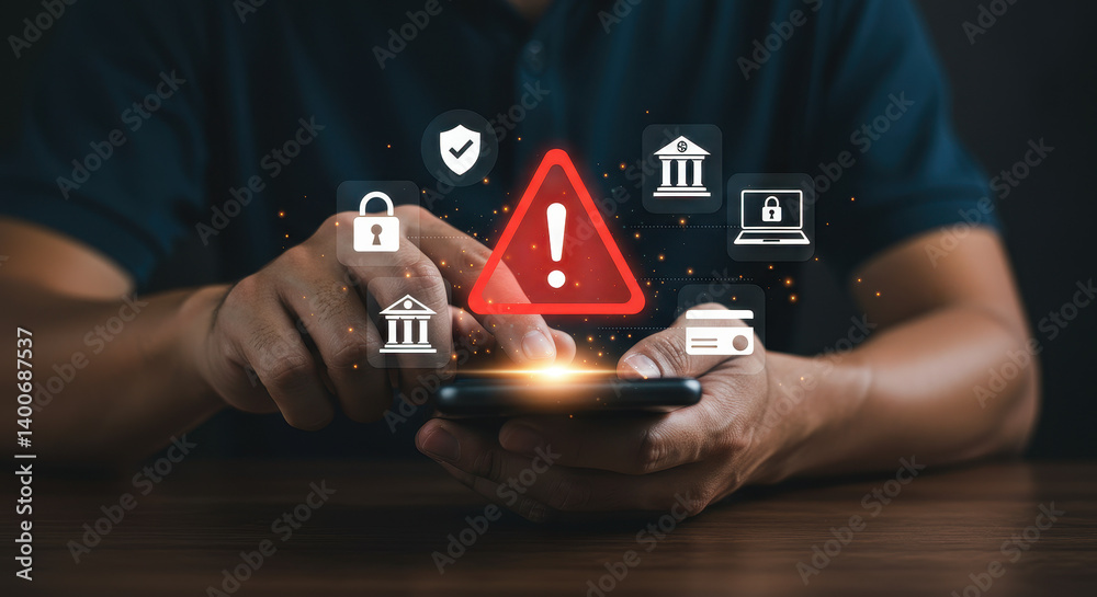 custom made wallpaper toronto digitalMobile Banking Security Alert: Protect Your Finances Online! Danger, Warning, Risk, Fraud, Shield, Secure, Hack, Password, Phishing, Virus, Theft