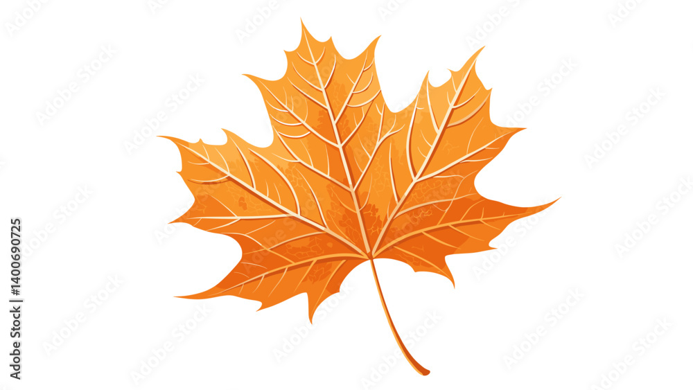 Orange maple leaf in realistic autumn style