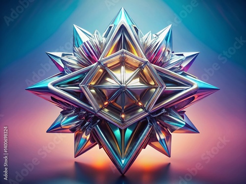 Abstract Silver Metallic Geometric Food Pattern: Illuminated Closeup Reflection