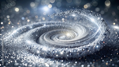 Abstract Silver Sparkle Swirl on White Background - Modern Design Element