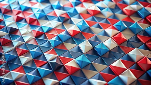 Abstract Red White Blue Triangle Geometric Pattern Background Stock Photo