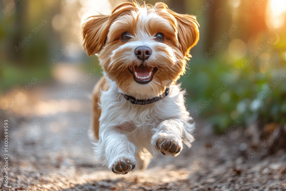 joyful dog running freely