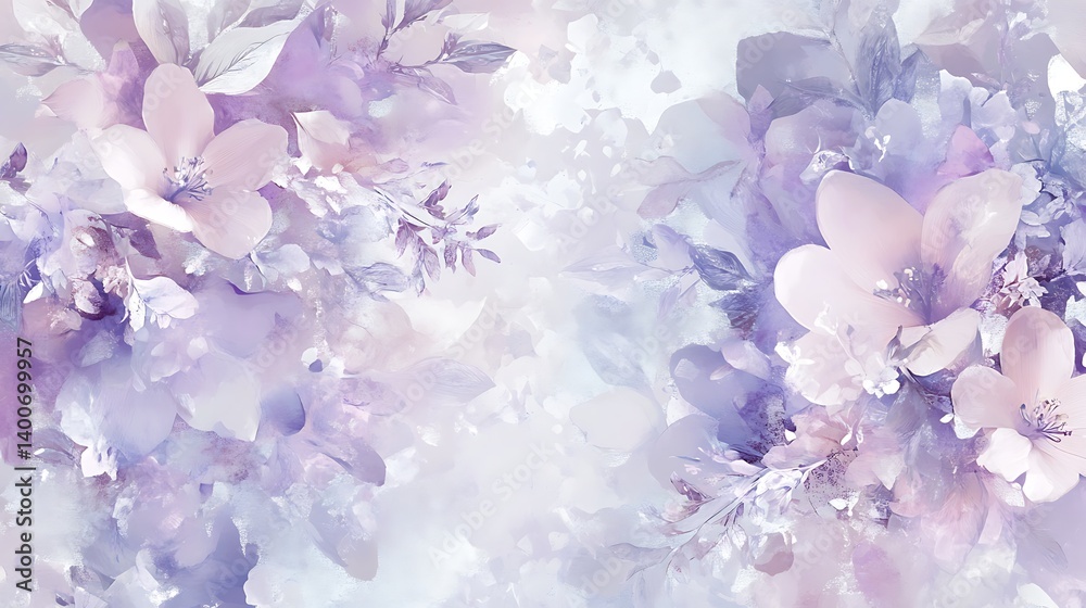 Obraz premium Soft pastel floral background featuring shades of lavender and light pink with subtle textures and gradients creating a serene and calming atmosphere