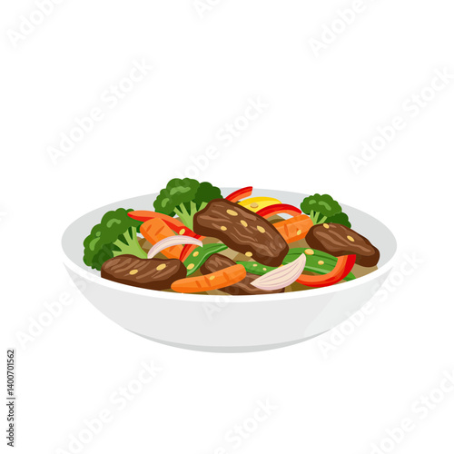 Beef Stir-fry in Bowl 