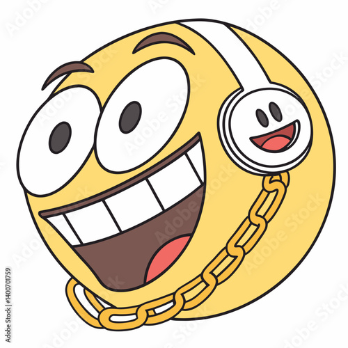 Grinning emoji with AirPods and a gold chain