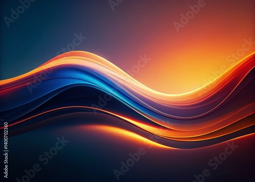 Abstract Orange Blue Gradient Wave Silhouette Photography Stock Photo
