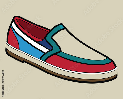 Colorful Canvas Shoes Illustration. Casual Footwear Design