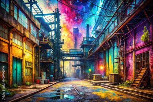 Abstract Multicolored Urban Exploration Background - Digital Art