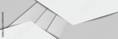 Panoramic geometric shapes on abstract white background