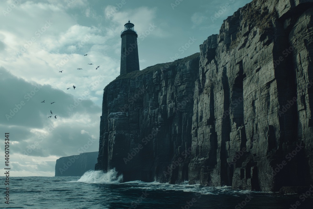 a rugged coastline with cliffs crashing waves