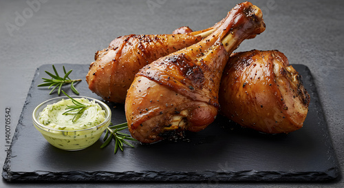 Wallpaper Mural Smoked Turkey Drumsticks with Rosemary Butter on Slate Platter Torontodigital.ca