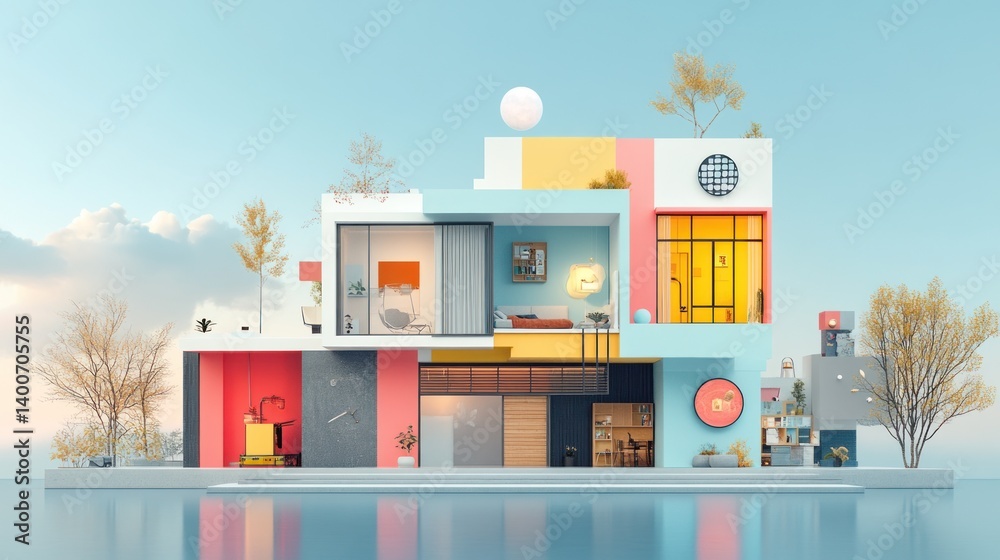 Fototapeta premium Colorful, modern, abstract house